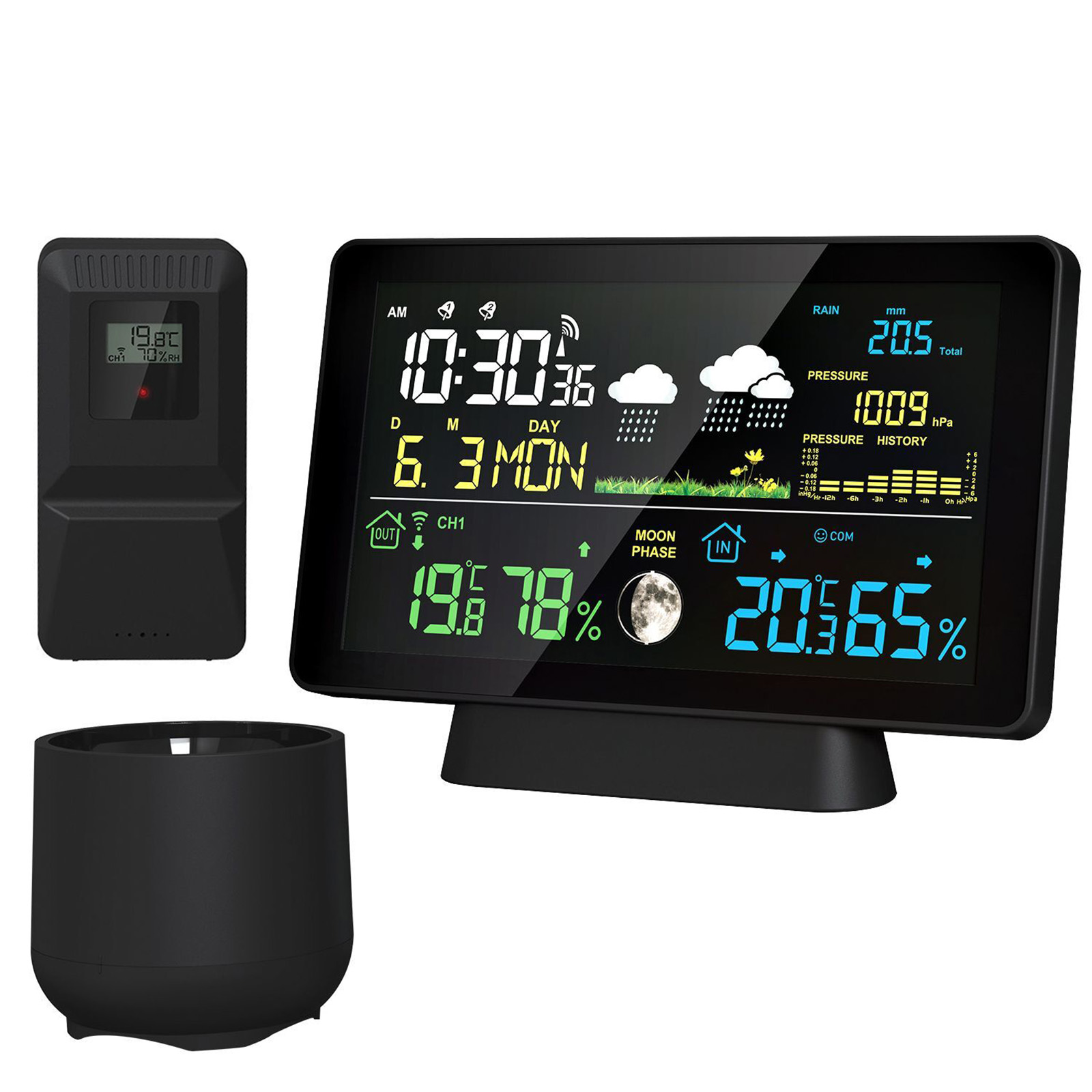 Garden Weather Station - Внутренняя/наружная беспроводная метеостанция, термометр, время, дата,